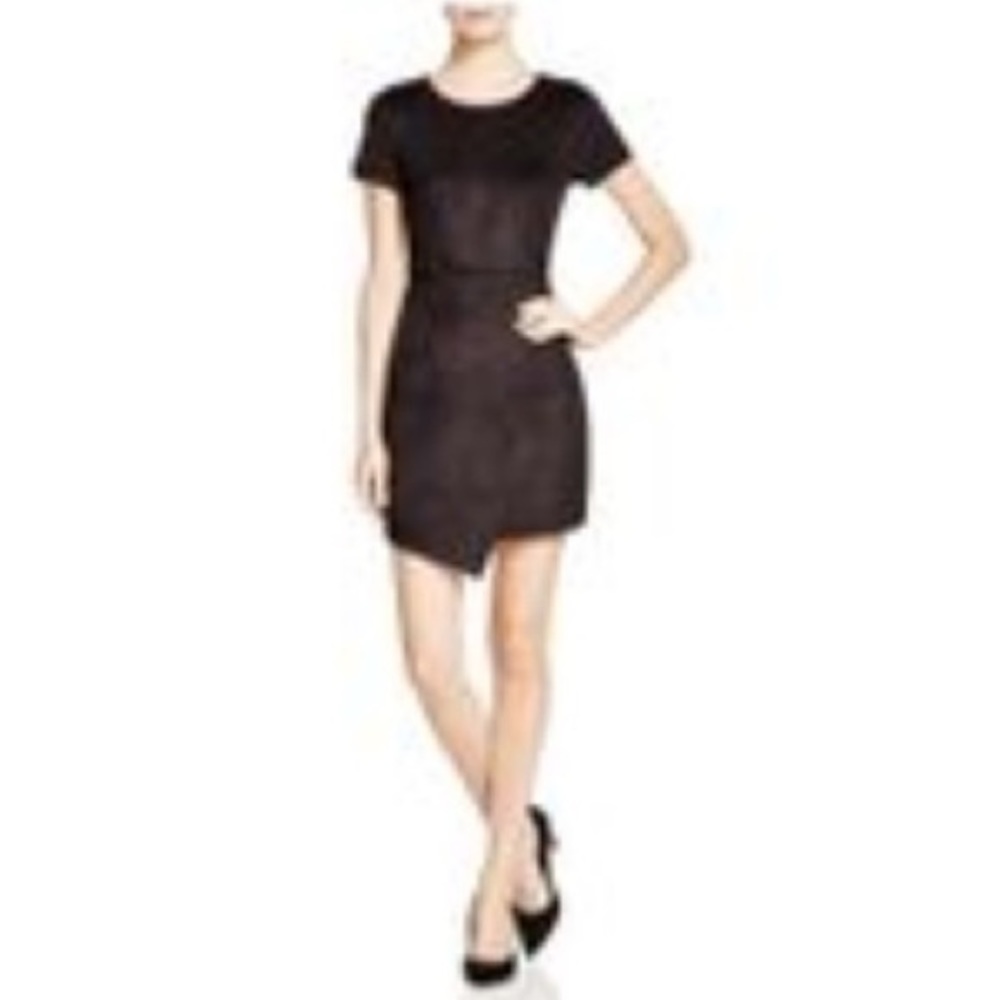 Aqua Bloomingdales Faux Suede Crossover Mini Dress